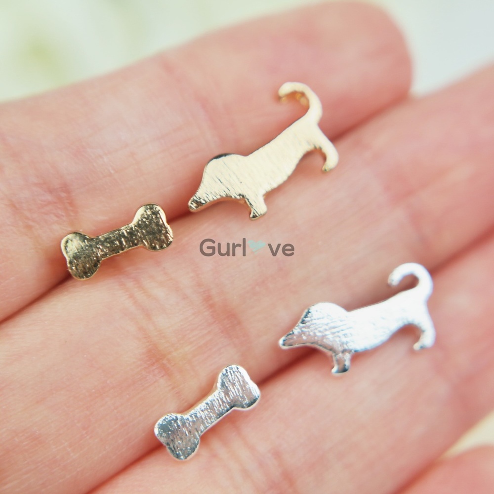 Dog Bone Stud Earrings - Picture 1 of 4